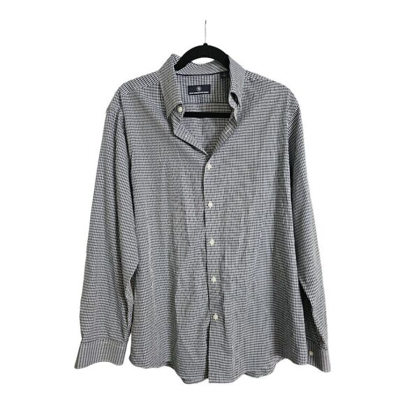 HART SCHAFFER MARX Blue Houndstooth Button Down Shirt - Large - Picture 1 of 5